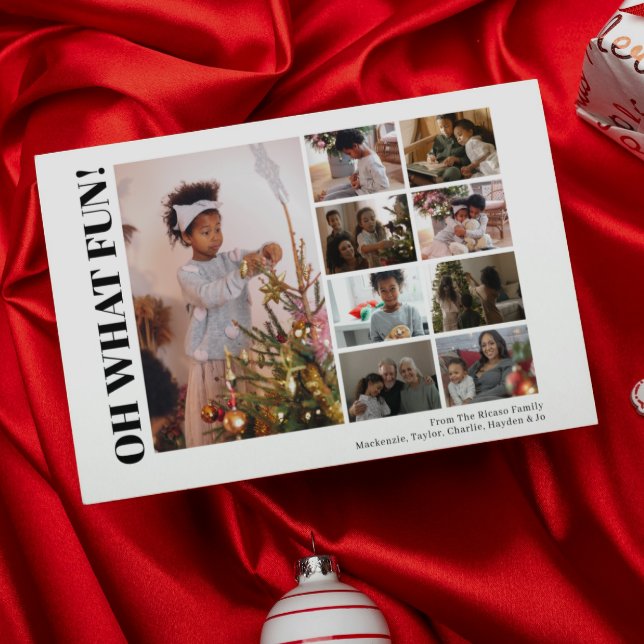 9 Foto Oh, was Spaß Weihnachten (9 Photo Oh What Fun Christmas Holiday Card by Ricaso. Add own photographs, make your own cards.)