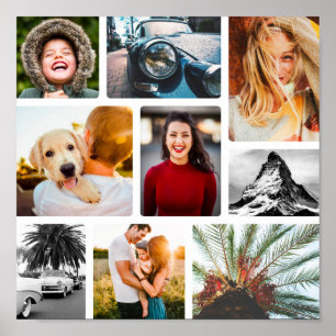 9 Foto Poster Collage Vorlage Gerahmt weiß