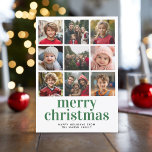 9 Foto von Collage Merry Christmas green Red pläd Feiertagskarte<br><div class="desc">Grün und Rot - Verwenden Sie neun quadratische Foto und machen Sie einen einzigartigen und trendigen Weihnachtsgrüßen mit einem fröhlichen und fröhlichen karierten Muster auf der Rückseite. Wenn Sie etwas bewegen möchten, klicken Sie auf die Schaltfläche Anpassen, um Änderungen vorzunehmen. Die Rückseite ist mit einem karierten Weihnachtsmuster in fröhlichem Rot...</div>