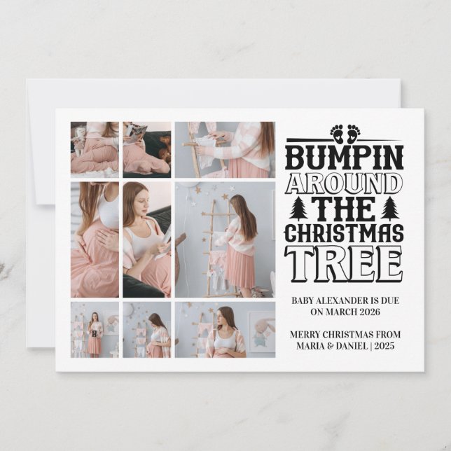 9 Foto Weihnachtsbaum Schwangerschaft Ankündigung (Vorderseite)