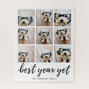 9 FotoCollage Best Year yet Black Calligraphy Puzzle
