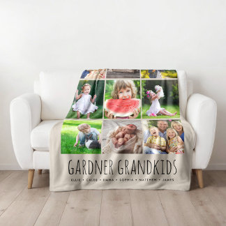 9 FotoCollage mit benutzerdefinierten Grandkids-Na Fleecedecke