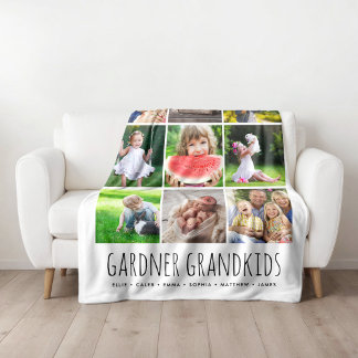 9 FotoCollage mit benutzerdefinierten Grandkids-Na Fleecedecke