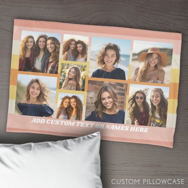 9 Fotomaterial Minimalistisch - Streifen aus golde Kissenbezug (Create Your Own Photo Collage Pillowcase)