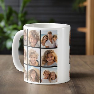 9 Fotos - Minimales Raster auf schwarzem Hintergru Tasse