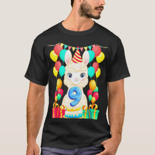 9. Geburtstag 9 Jahre alte süße Lama Geburtstag T-Shirt