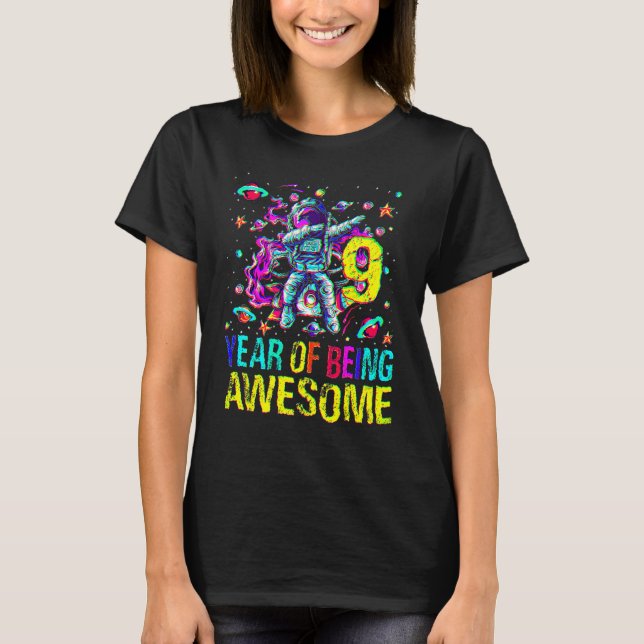 9. Geburtstag als Phantastischer Astronaut T-Shirt (Vorderseite)