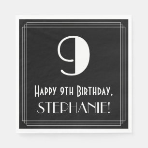 9. Geburtstag ~ Art Deco Inspiriert Look "9", Name Serviette