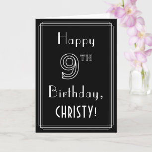 9. Geburtstag: Art Deco Style # 9 & Individuelle N Karte