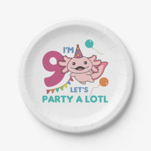 9. Geburtstag Axolotl Neun Jahre Niedliche Axolota Pappteller