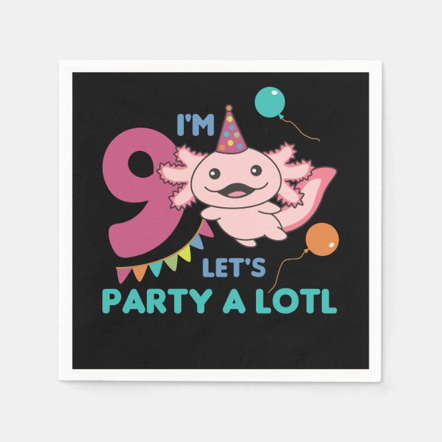 9. Geburtstag Axolotl Neun Jahre Niedliche Axolota Serviette (Vorderseite)