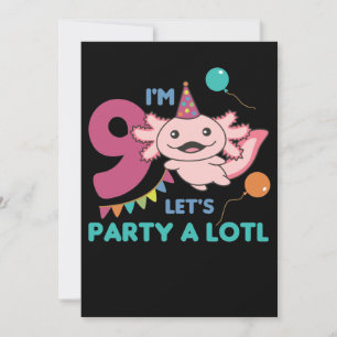 9. Geburtstag Axolotl Neunjähriger Süße Axolotls Einladung