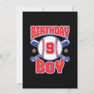 9. Geburtstag Baseball Big Number 9 9 Jahre alt Einladung