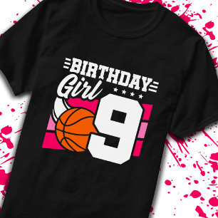 9. Geburtstag Basketball Geburtstag 9 Jahr Altes M T-Shirt