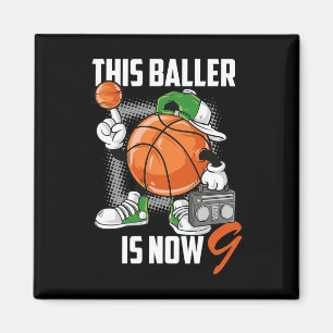 9. Geburtstag Basketball Spielspass 9 Jahre Altes Magnet