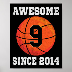9. Geburtstag Basketballliebhaber 9 Jahre Alt Vint Poster