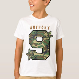 9. Geburtstag Camouflage und Sterne Individuelle N T-Shirt