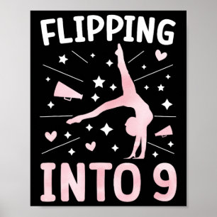9. Geburtstag Cheerleading Mädchen Neun Jahre alt Poster