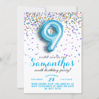 9. Geburtstag Confetti Einladung