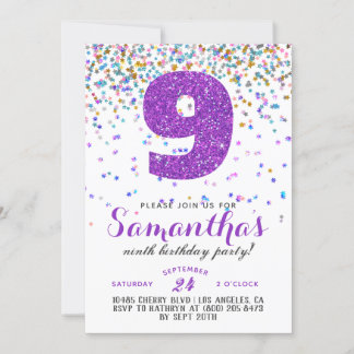 9. Geburtstag Confetti Einladung