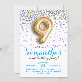 9. Geburtstag Confetti Einladung