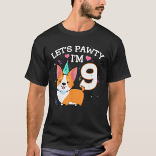 9. Geburtstag Corgi Hundeliebhaber Haustier 9 Jahr T-Shirt
