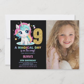 9. Geburtstag Einhorn Geburtstag Einladung Foto
