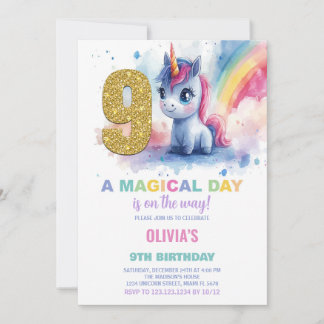 9. Geburtstag Einhorn Geburtstag Einladungen