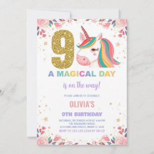 9. Geburtstag Einhorn Geburtstag Einladungen