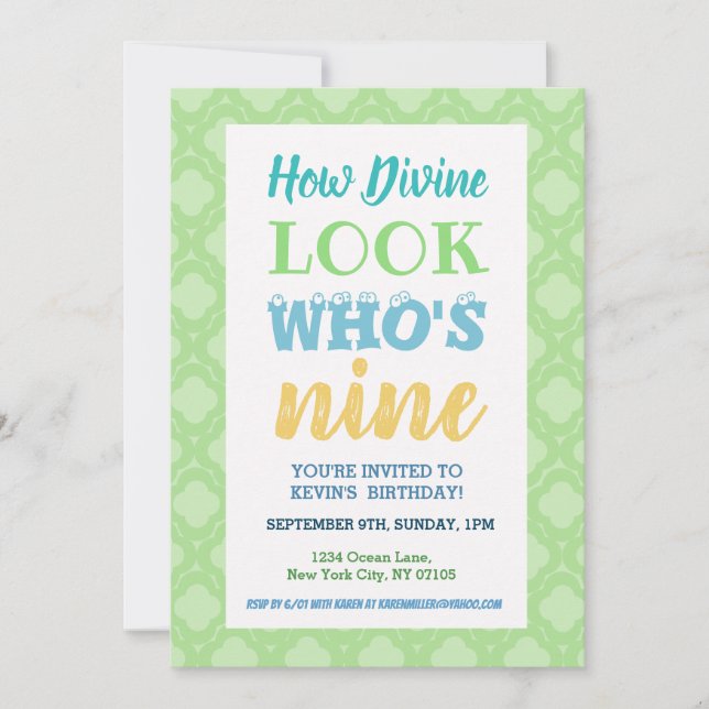 9. Geburtstag Einladung Redewendungen (Vorderseite)