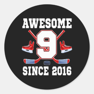 9. Geburtstag Eishockey Thema Awesome Since Runder Aufkleber