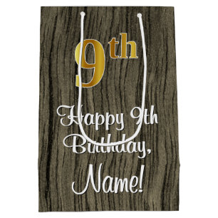 9. Geburtstag: Elegante Imitate Gold Look #, Imita Mittlere Geschenktüte