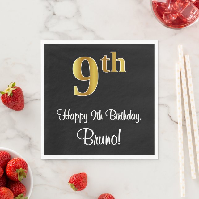 9. Geburtstag ~ Elegante Luxuriöse Imitate Gold Lo Serviette (Beispiel)