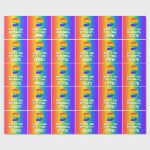 9. Geburtstag: Farbenfroh, Fun Rainbow Pattern # 9 Geschenkpapier
