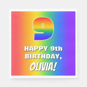9. Geburtstag: Farbenfroh, Fun Rainbow Pattern # 9 Serviette