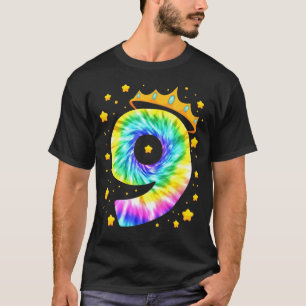 9. Geburtstag farbenfrohe Gefärbte Krawatte 9 Jahr T-Shirt