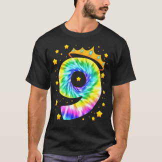 9. Geburtstag farbenfrohe Gefärbte Krawatte 9 Jahr T-Shirt