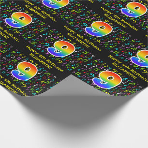 9. Geburtstag: Farbige Musiksymbole, Regenbogen 9 Geschenkpapier