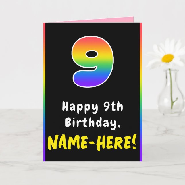 9. Geburtstag: Farbiger Regenbogen Nr. 9, Individu Karte (Kleine Pflanze)