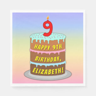 9. Geburtstag: Fun Cake and Candle + Individuelle Serviette