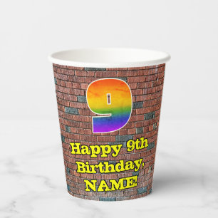 9. Geburtstag: Fun Graffiti Inspiriert Regenbogen Pappbecher