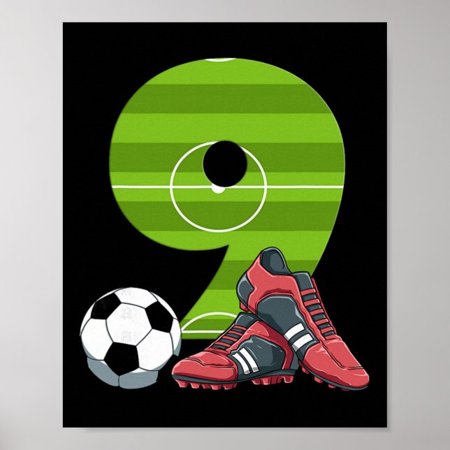 9 Geburtstag Fußball Erster Geburtstag Fußll Kinde Poster (Vorne)