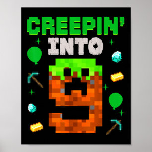 9. Geburtstag Gamer Pixel Creepin’ In 9 Video Gam Poster