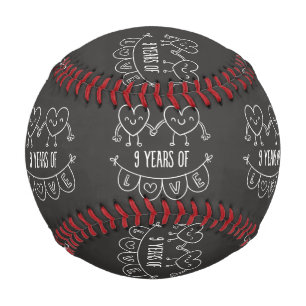 9. Geburtstag Geschenk Chalk Herzen Baseball
