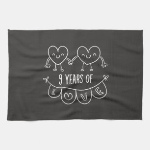 9. Geburtstag Geschenk Chalk Herzen Geschirrtuch