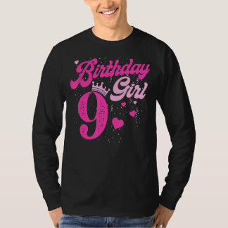 9. Geburtstag Girl Crown 9 Jahre alt Tag T-Shirt