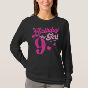 9. Geburtstag Girl Crown 9 Jahre alt Tag T-Shirt