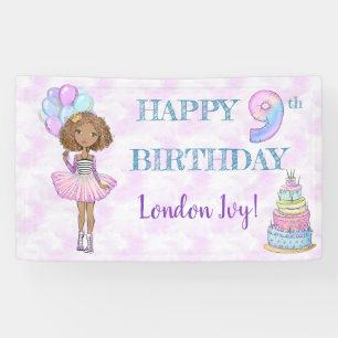 9. Geburtstag Girl Princess Afroamerikaner Banner