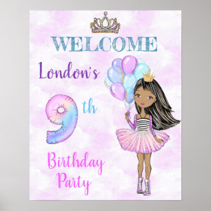 9. Geburtstag Girl Princess Afroamerikaner Poster