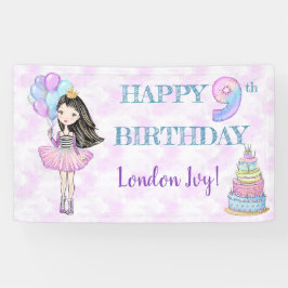 9. Geburtstag Girl Princess Lavender Turquoise Banner